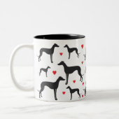 Greyhound-Liebe Zweifarbige Tasse (Links)