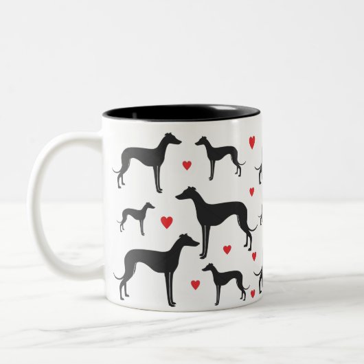 Greyhound-Liebe Zweifarbige Tasse (Links)