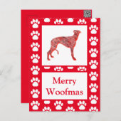 Greyhound Lurch Hund Silhouette Red Frohe Weihnach Postkarte (Vorne/Hinten)