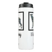 Greyhound/Lurchenhund Hund Gelb & Blau Silhouette Thermosbecher (Vorderseite)