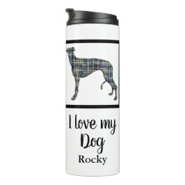 Greyhound/Lurchenhund Hund Gelb & Blau Silhouette Thermosbecher