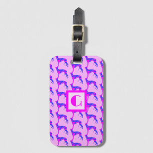Greyhound/Lurchenhund Lover Pink & Blue Monogram Gepäckanhänger