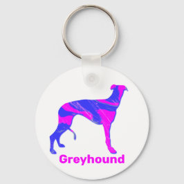 Greyhound / Lurchenhund Silhouette Hot Pink & Blue Schlüsselanhänger