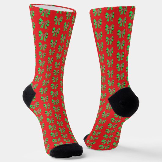 Greyhound Lurcher Christmas Dog Bow Silhouette Red Socken (Gewinkelt)