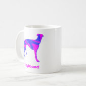 Greyhound Lurcher Dog Niedlich Pink Silhouette Wei Kaffeetasse (Vorderseite Links)