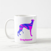 Greyhound Lurcher Dog Niedlich Pink Silhouette Wei Kaffeetasse (Links)