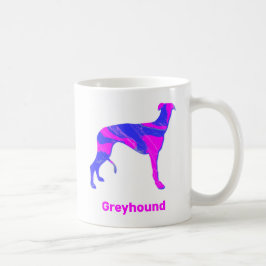 Greyhound Lurcher Dog Niedlich Pink Silhouette Wei Kaffeetasse