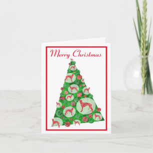 Greyhound Lurcher Dog Silhouette ChristmasTree Was Karte