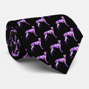 Greyhound Lurcher Dog Silhouette Lila Black Neck Krawatte