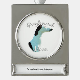 Greyhound-Mama 2 Banner-Ornament Silber