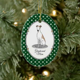 Greyhound-Mama (weiß) Niedlicher Hund Mama Funny Keramik Ornament