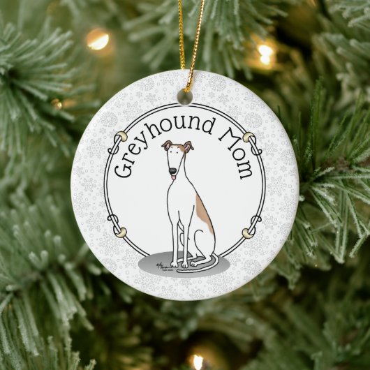 Greyhound-Mama (weiß) Niedlicher Hund Mama Funny Keramik Ornament (Baum)