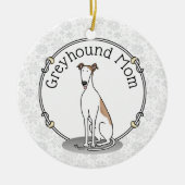 Greyhound-Mama (weiß) Niedlicher Hund Mama Funny Keramik Ornament (Vorne)