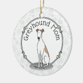 Greyhound-Mama (weiß) Niedlicher Hund Mama Funny Keramik Ornament (Links)