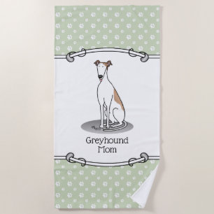 Greyhound-Mama (weiß) Niedlicher Hund Mama Funny Strandtuch