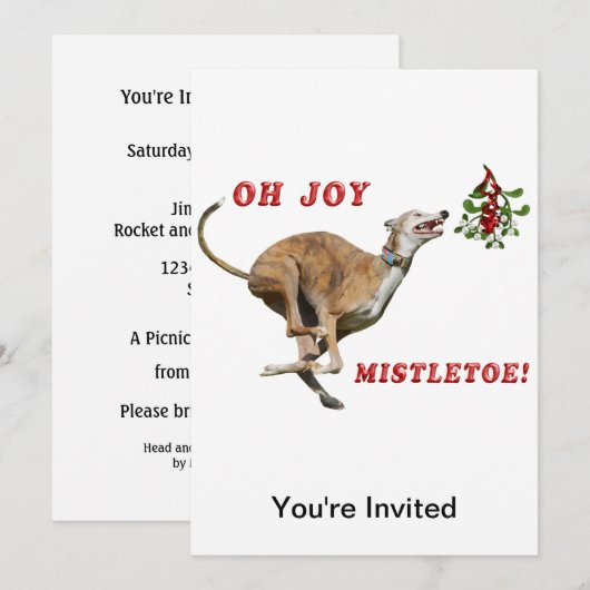 Greyhound & Mistletoe Einladung (Vorne/Hinten)