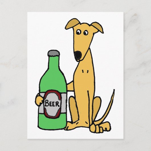 Greyhound mit Bierflasche Postkarte (Vorderseite)