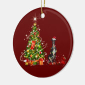 Greyhound mit Hat Scaft Weihnachten Keramik Ornament (Links)