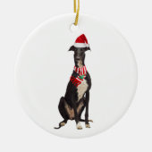 Greyhound mit Hat Scaft Weihnachten Keramik Ornament (Vorne)
