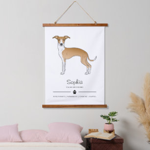 Greyhound mit individuellem Text Wandteppich Mit Holzrahmen