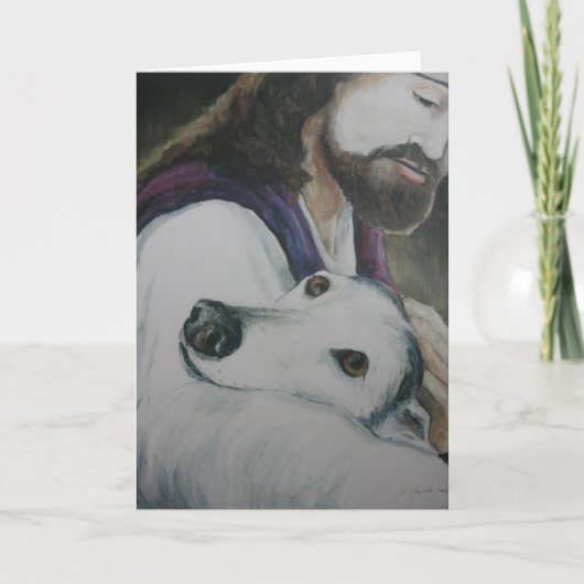 Greyhound mit Jesus Dog Art Grußkarte Karte (Vorderseite)