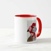 Greyhound mit Red Wooly Hat 2 Tasse (VorderseiteRechts)