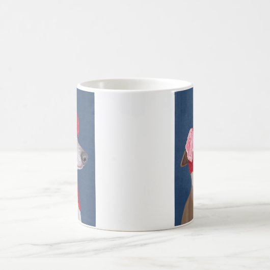 Greyhound mit Red Wooly Hat Kaffeetasse (Mittel)