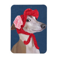 Greyhound mit Red Wooly Hat