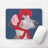 Greyhound mit Red Wooly Hat Mousepad (Mit Mouse)