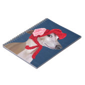 Greyhound mit Red Wooly Hat Notizblock (Linke Seite)