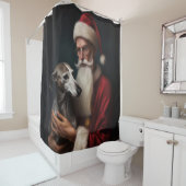 Greyhound mit Weihnachtsfeiern Duschvorhang (Beispiel)