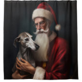 Greyhound mit Weihnachtsfeiern Duschvorhang (Vorderseite)