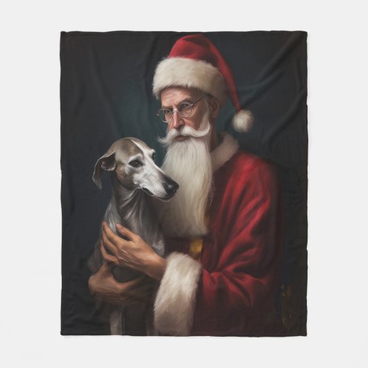 Greyhound mit Weihnachtsfeiern Fleecedecke (Vorderseite)