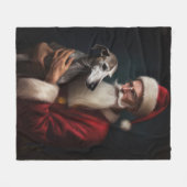 Greyhound mit Weihnachtsfeiern Fleecedecke (Vorderseite (Horizontal))