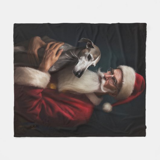Greyhound mit Weihnachtsfeiern Fleecedecke (Vorderseite (Horizontal))