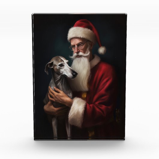 Greyhound mit Weihnachtsfeiern Fotoblock (Vorderseite)