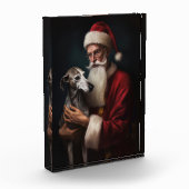 Greyhound mit Weihnachtsfeiern Fotoblock (Links)