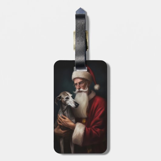 Greyhound mit Weihnachtsfeiern Gepäckanhänger (Rückseite vertikal)