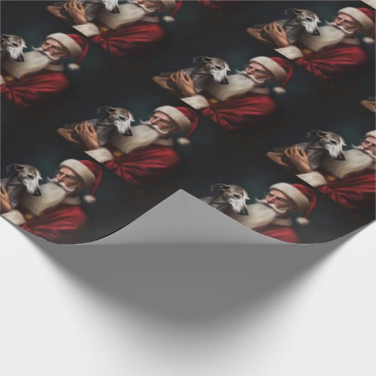 Greyhound mit Weihnachtsfeiern Geschenkpapier (Ecke)