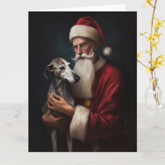 Greyhound mit Weihnachtsfeiern Karte (Gelbe Blume)