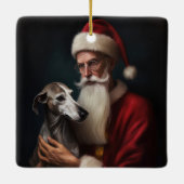 Greyhound mit Weihnachtsfeiern Keramikornament (Rückseite)