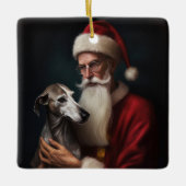 Greyhound mit Weihnachtsfeiern Keramikornament (Vorderseite)