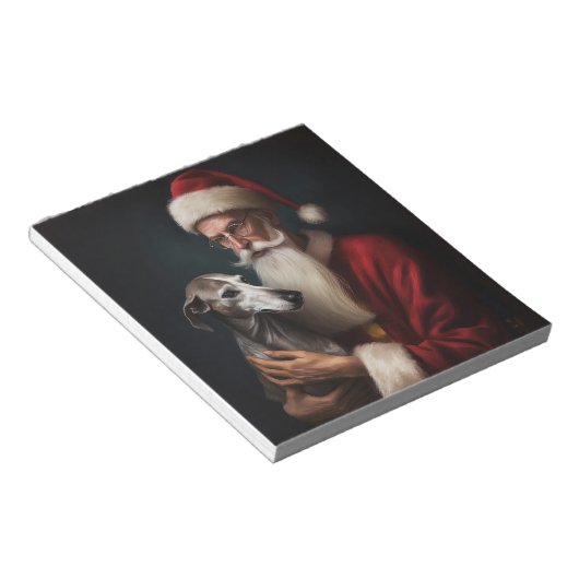 Greyhound mit Weihnachtsfeiern Notizblock (angewinkelt)