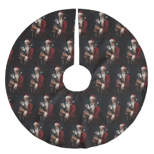 Greyhound mit Weihnachtsfeiern Polyester Weihnachtsbaumdecke (Vorderseite)