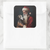 Greyhound mit Weihnachtsfeiern Quadratischer Aufkleber (Tasche)
