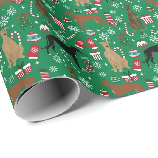 Greyhound Mixed-Coast-Weihnachtslieder Geschenkpapier (Rolleneckpunkt)