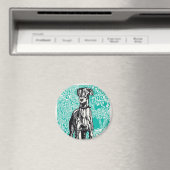 Greyhound Moriz Jung Gemälde druckende Tierhundeku Magnet (In Situ (Geschirrspüler))