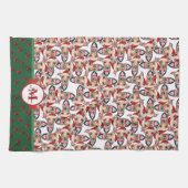 Greyhound Muster Monogram Christmas Dog Geschirrtuch (Horizontal)
