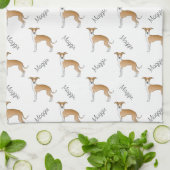 Greyhound-Muster von Fauna und Weiß mit Namen Geschirrtuch (Gefaltet)