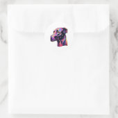 Greyhound Neon Design Runder Aufkleber (Tasche)